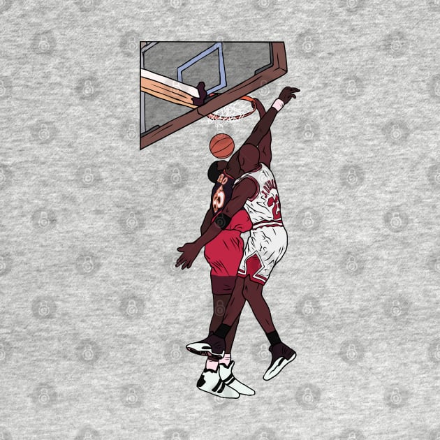 Michael Jordan Dunk on Dikembe Mutombo by rattraptees